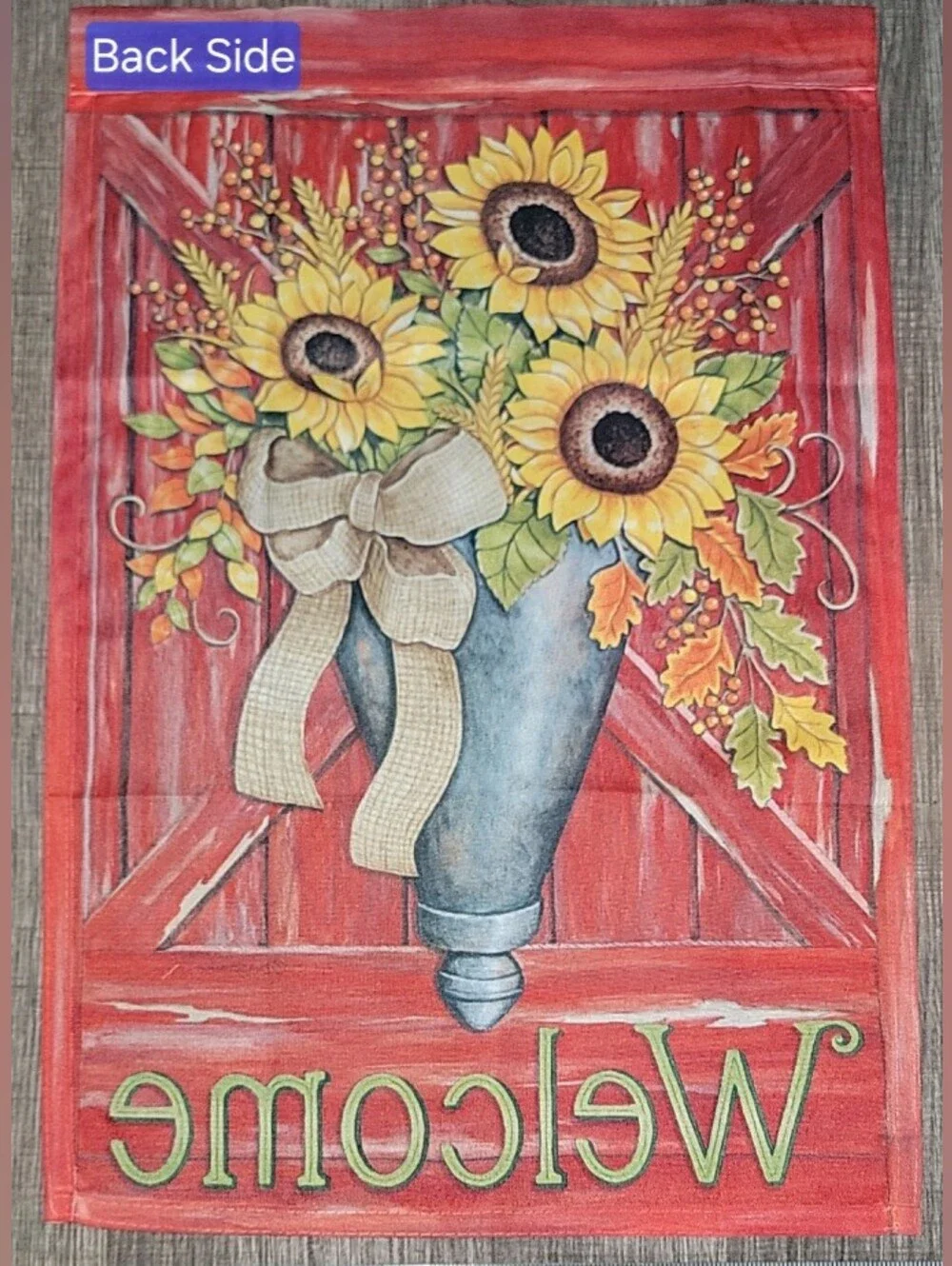 Decorative Autumn Garden Flag Multi-colored! Barn Daisies & Leaves. 